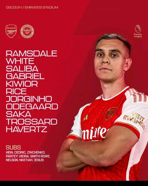 Arsenal vs. Brentford: Confirmed Lineup