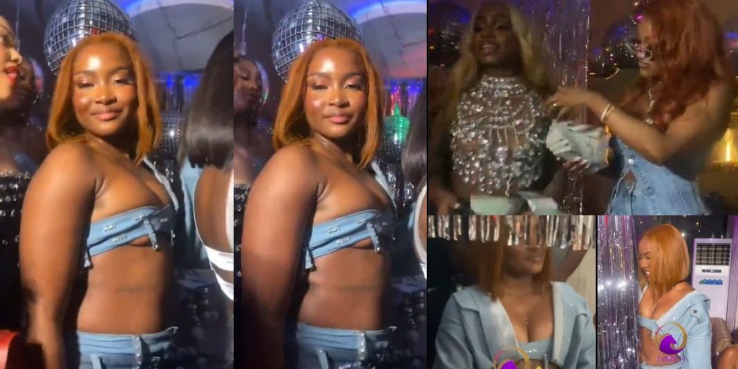 Reactions drive in over Ilebaye's outfit to Priscilla Ojo's party (Video)