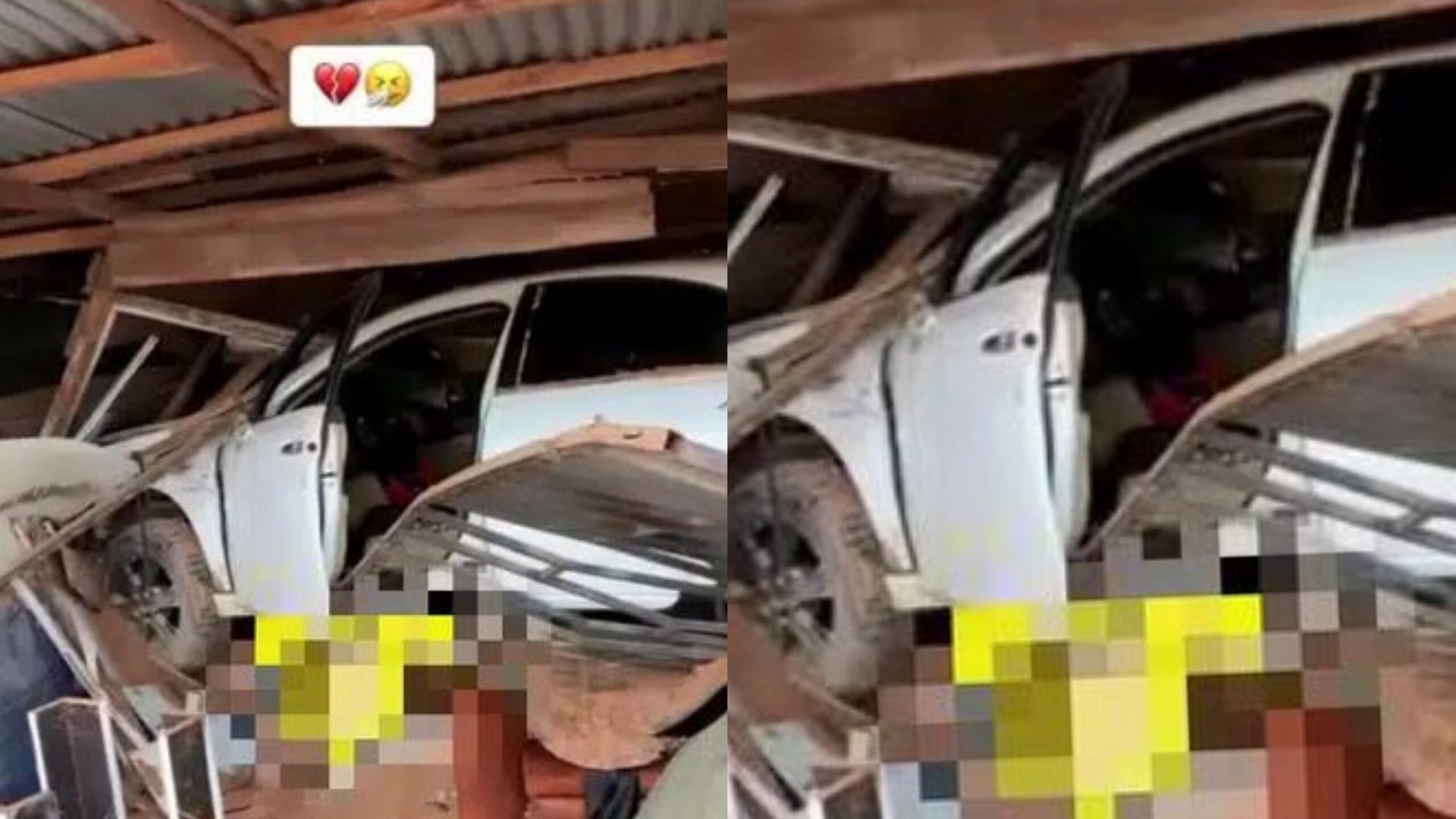 Mechanic in trouble as he crashes customer’s car into a shop in Edo (Video)