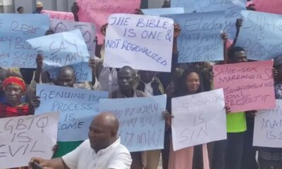Drama as church members protest in Gombe against LGBTQ Rights