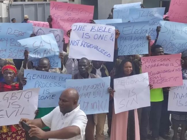 Drama as church members protest in Gombe against LGBTQ Rights