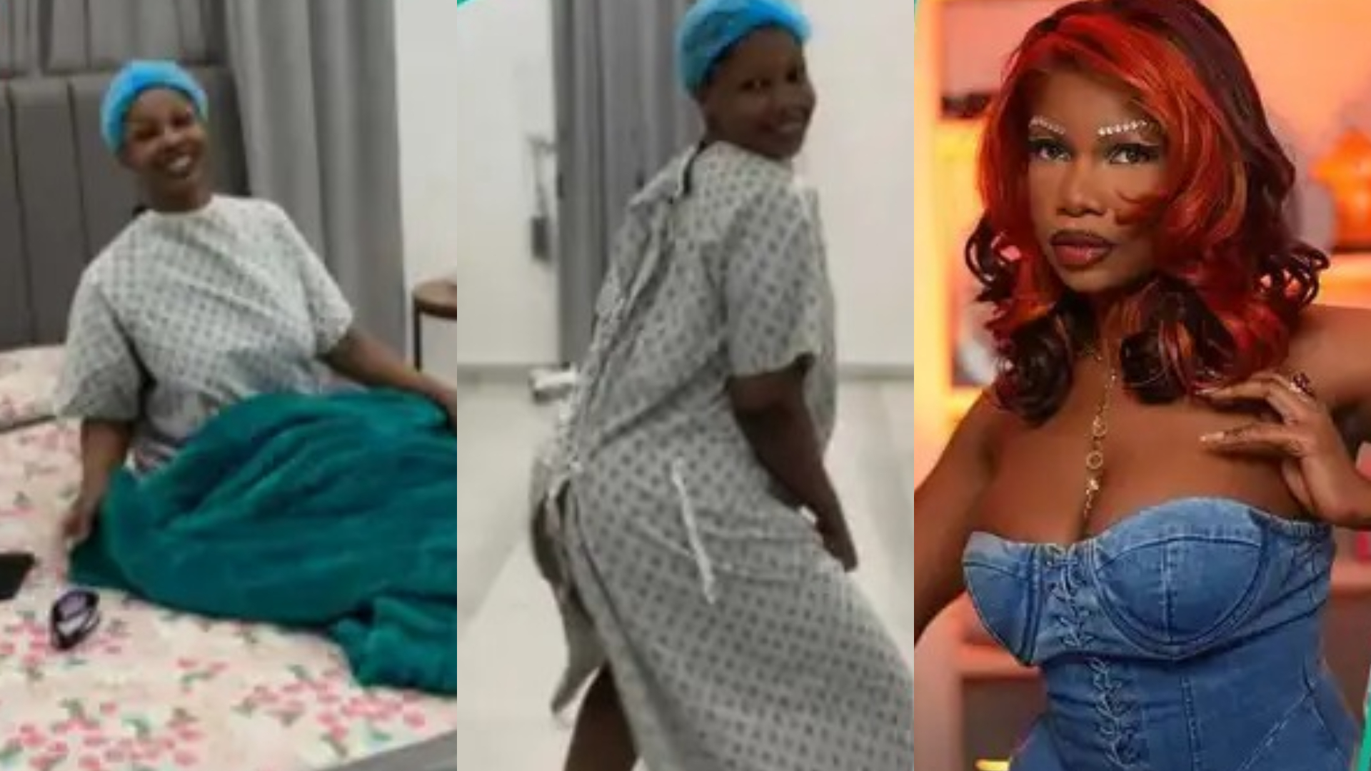 BBL: Video of Ex-BBNaija Star Tacha on a hospital bed wearing scrubs goes viral
