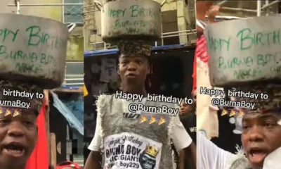 Man celebrates Burna Boy’s birthday by hawking “Happy Birthday” pot in market