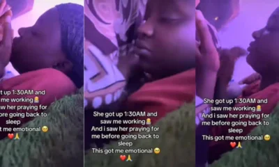 Man shares emotional moment girlfriend prayed for him at 1:30am while he was working