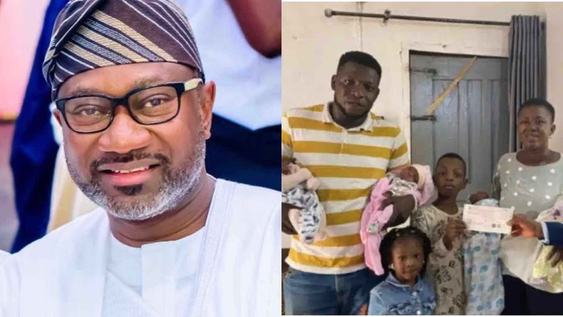 Otedola gifts viral quadruplet parents N5 million, offers scholarships to children