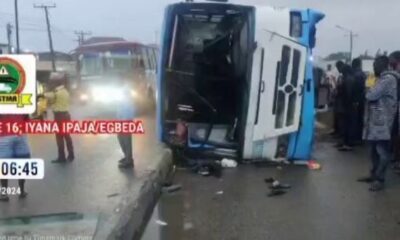 Many injured as fully loaded BRT bus overturn in Lagos