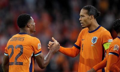 Virgil van Dijk reacts after Man United star costs Netherlands