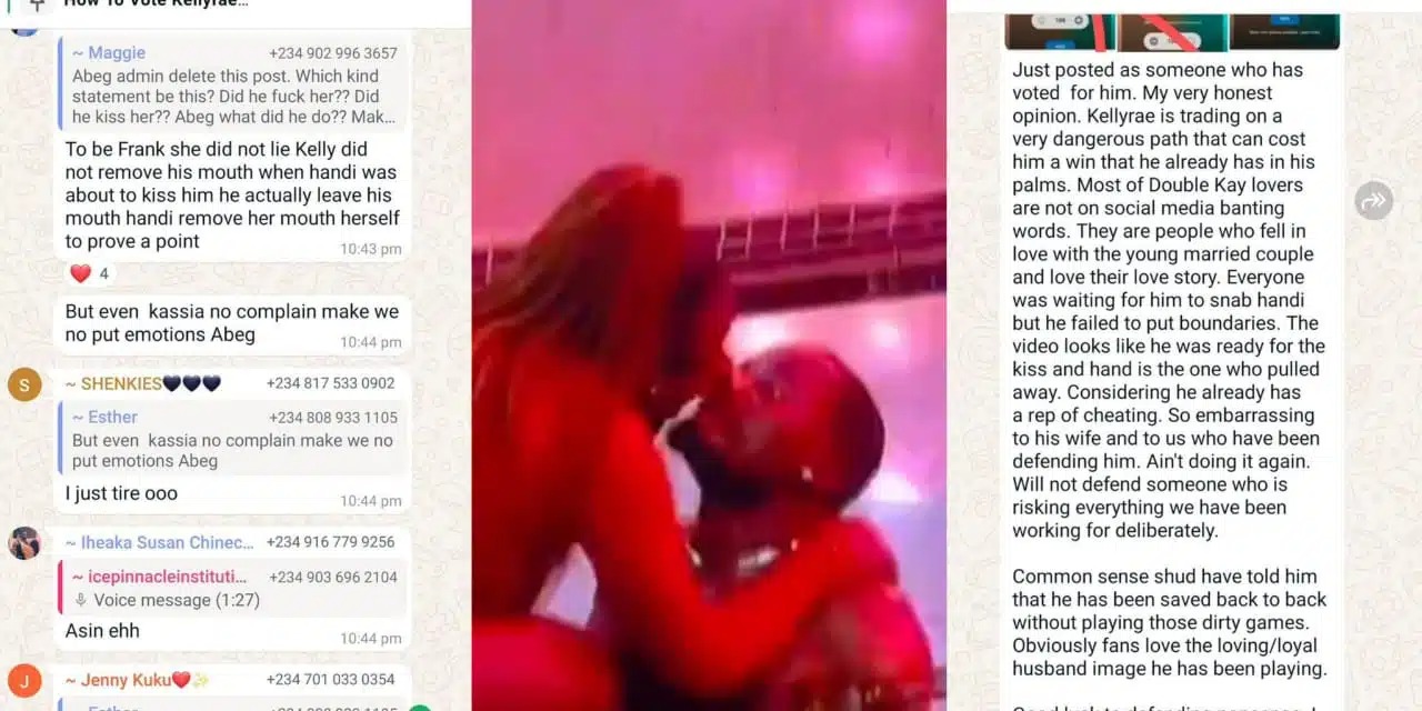 BBNaija: Kellyrae bashed online over "kiss incident" with Handi despite his marriage to Kassia