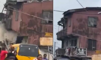 VIDEO: Watch as two-storey building collapsed in Lagos