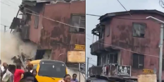 VIDEO: Watch as two-storey building collapsed in Lagos